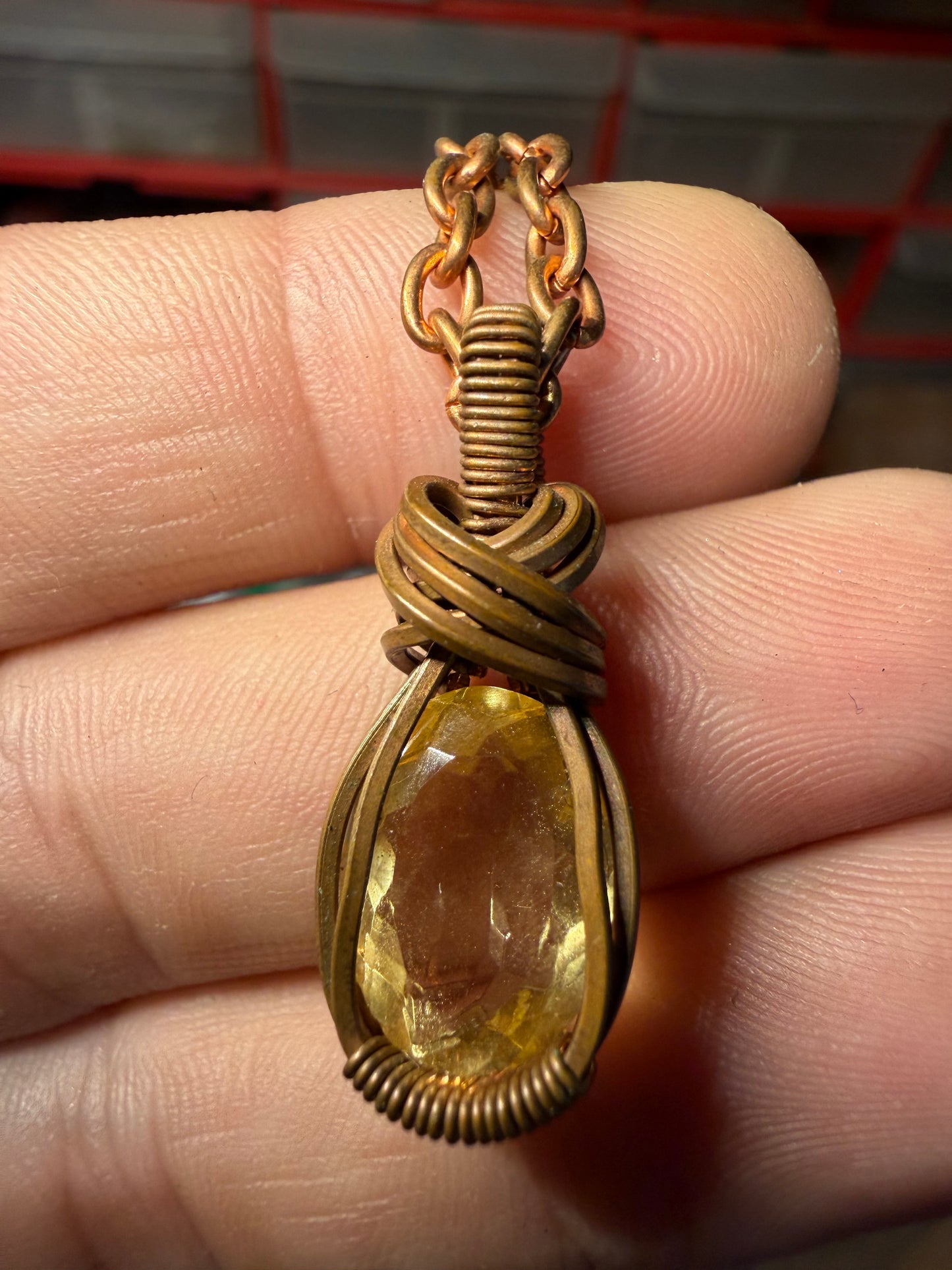 Yellow topaz copper pendant