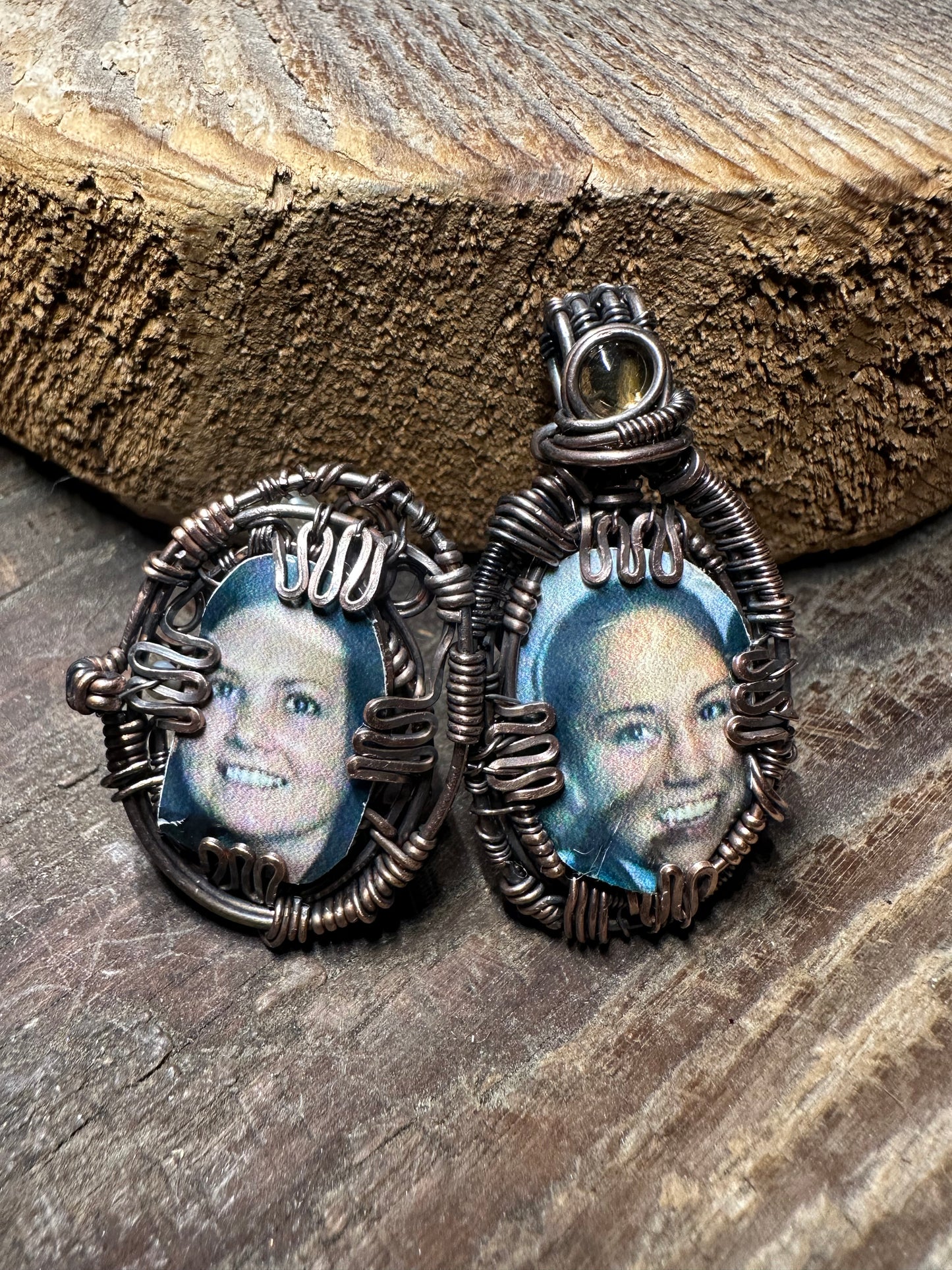 Picture locket copper pendant
