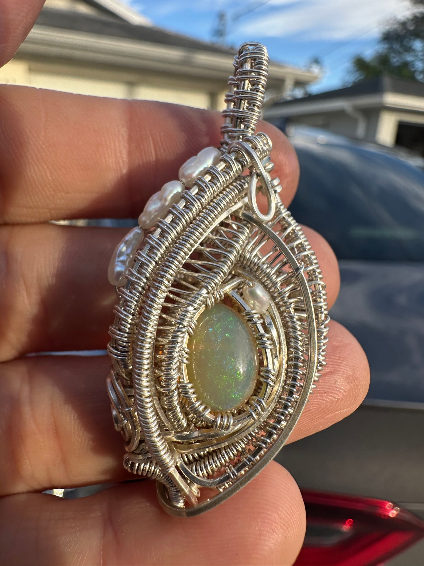 Welo opal sterling pendant