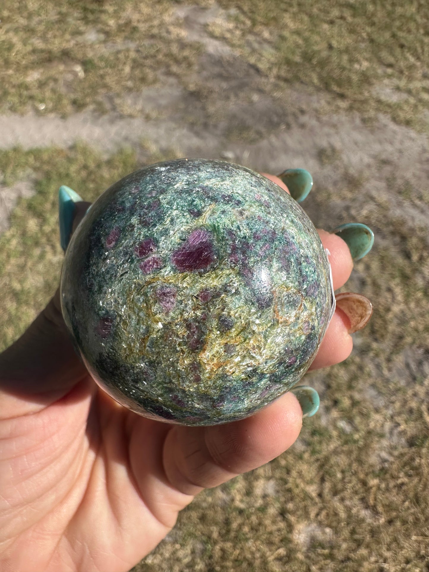 Ruby fuchsite sphere