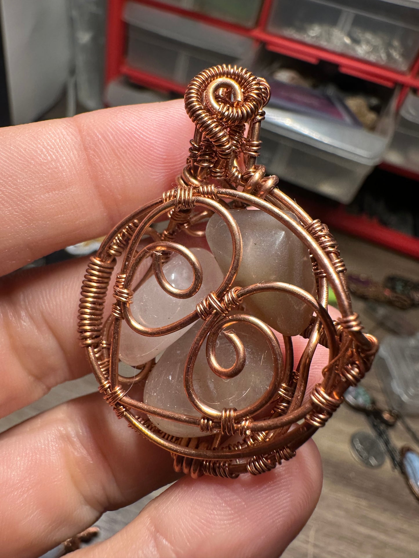 Interchangeable crystal locket copper pendant