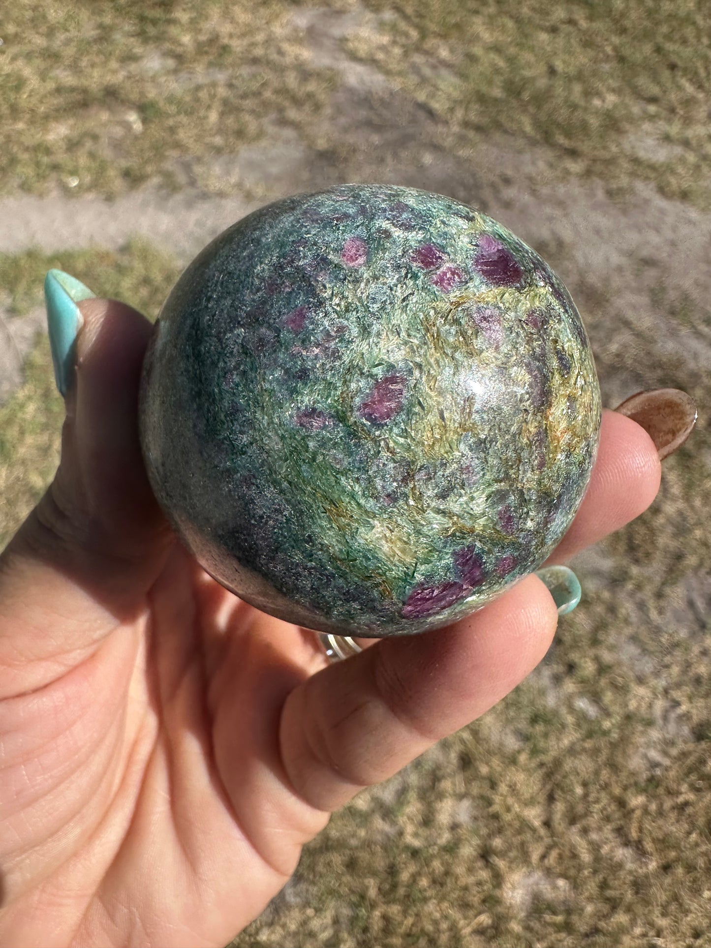 Ruby fuchsite sphere