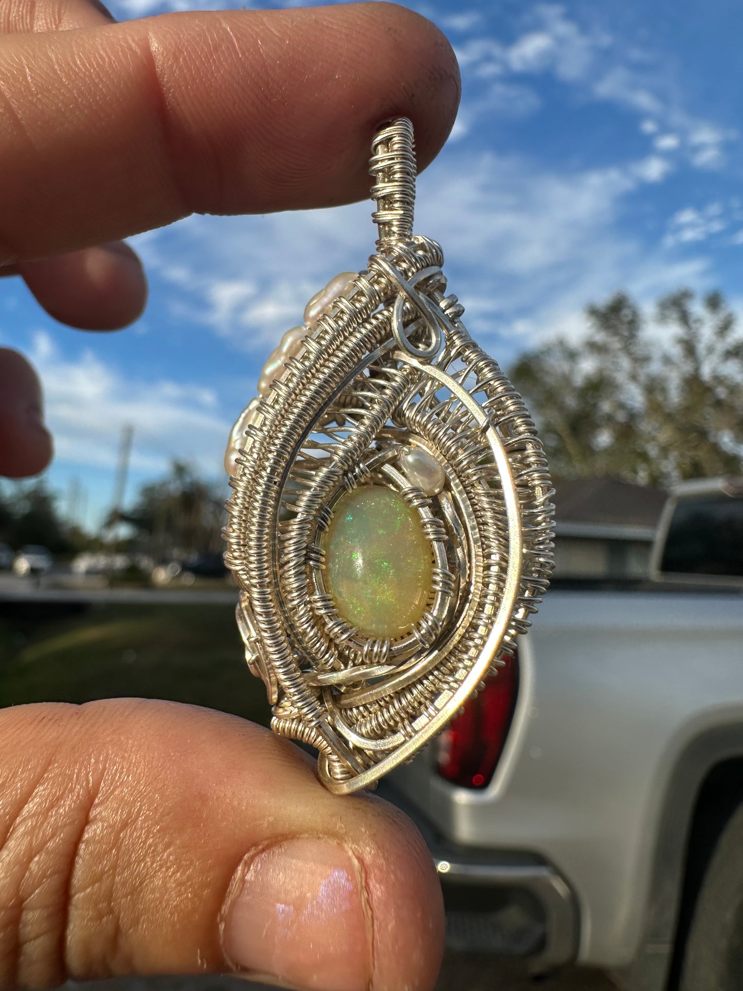 Welo opal sterling pendant