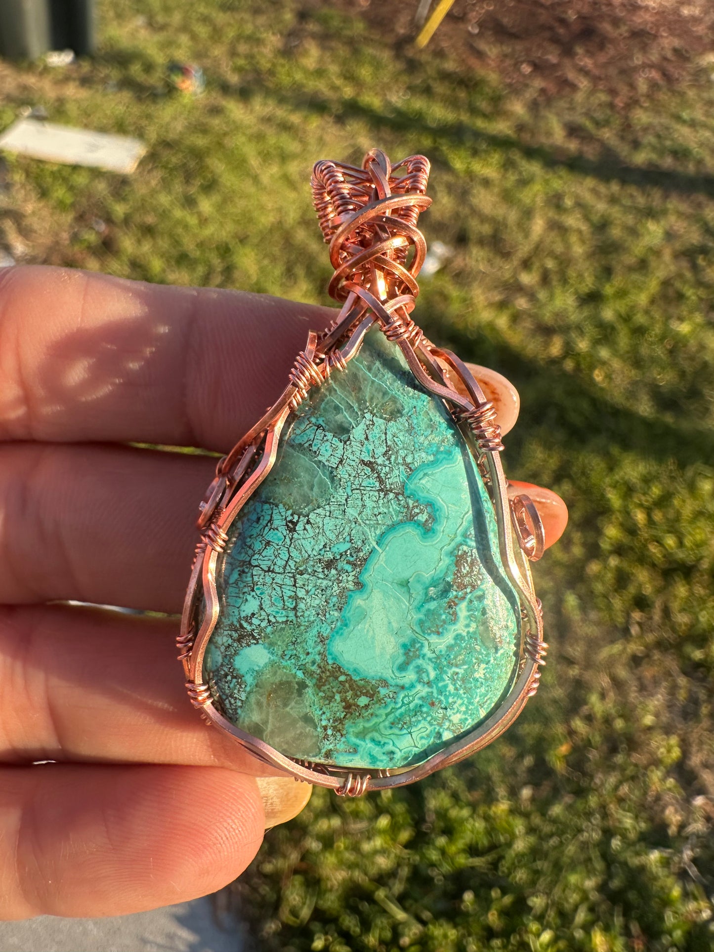 Shattuckite copper pendant
