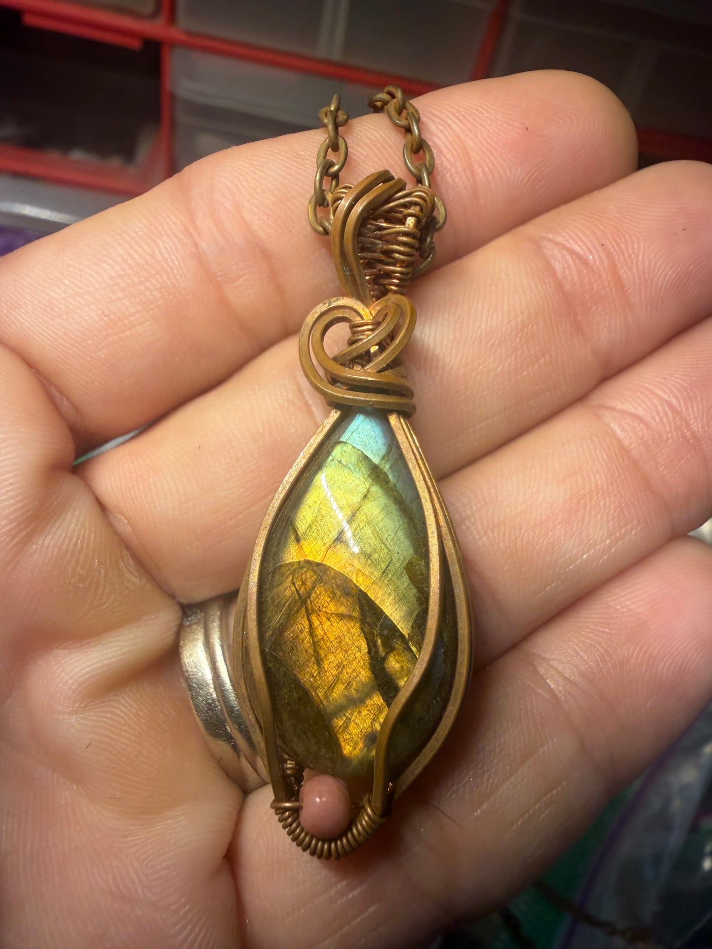 Labradorite copper pendant