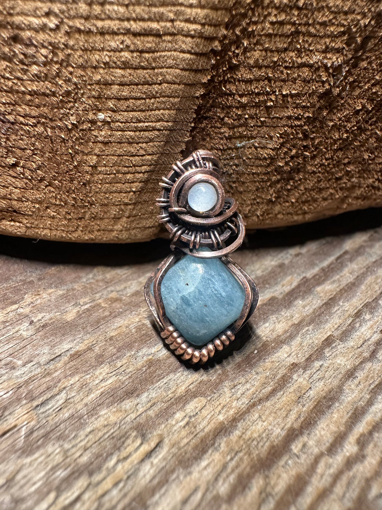 Aquamarine copper pendant