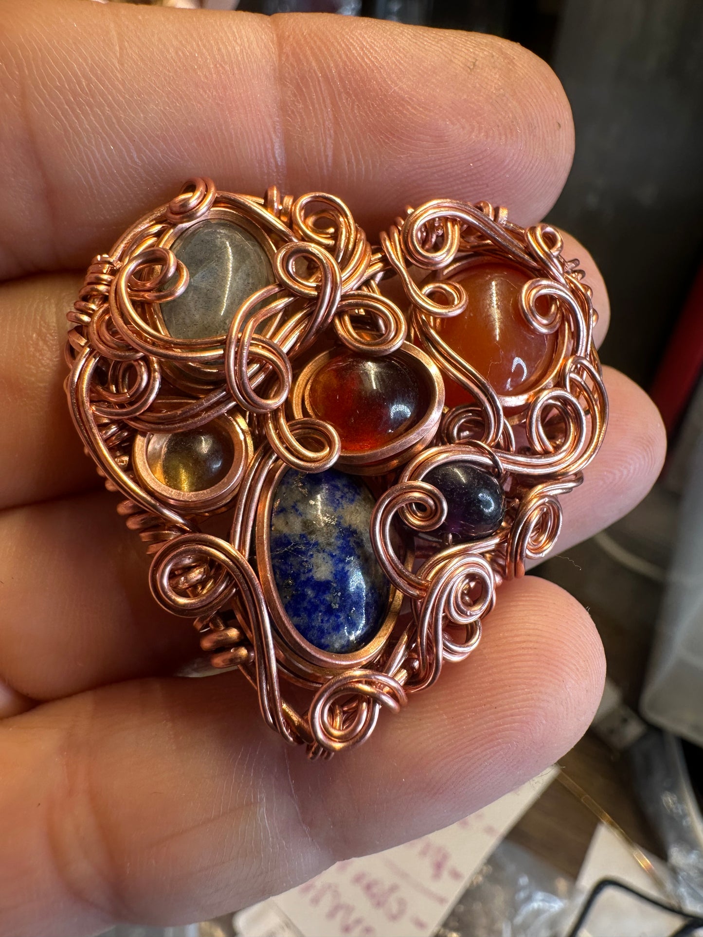 Chaos heart copper pendant