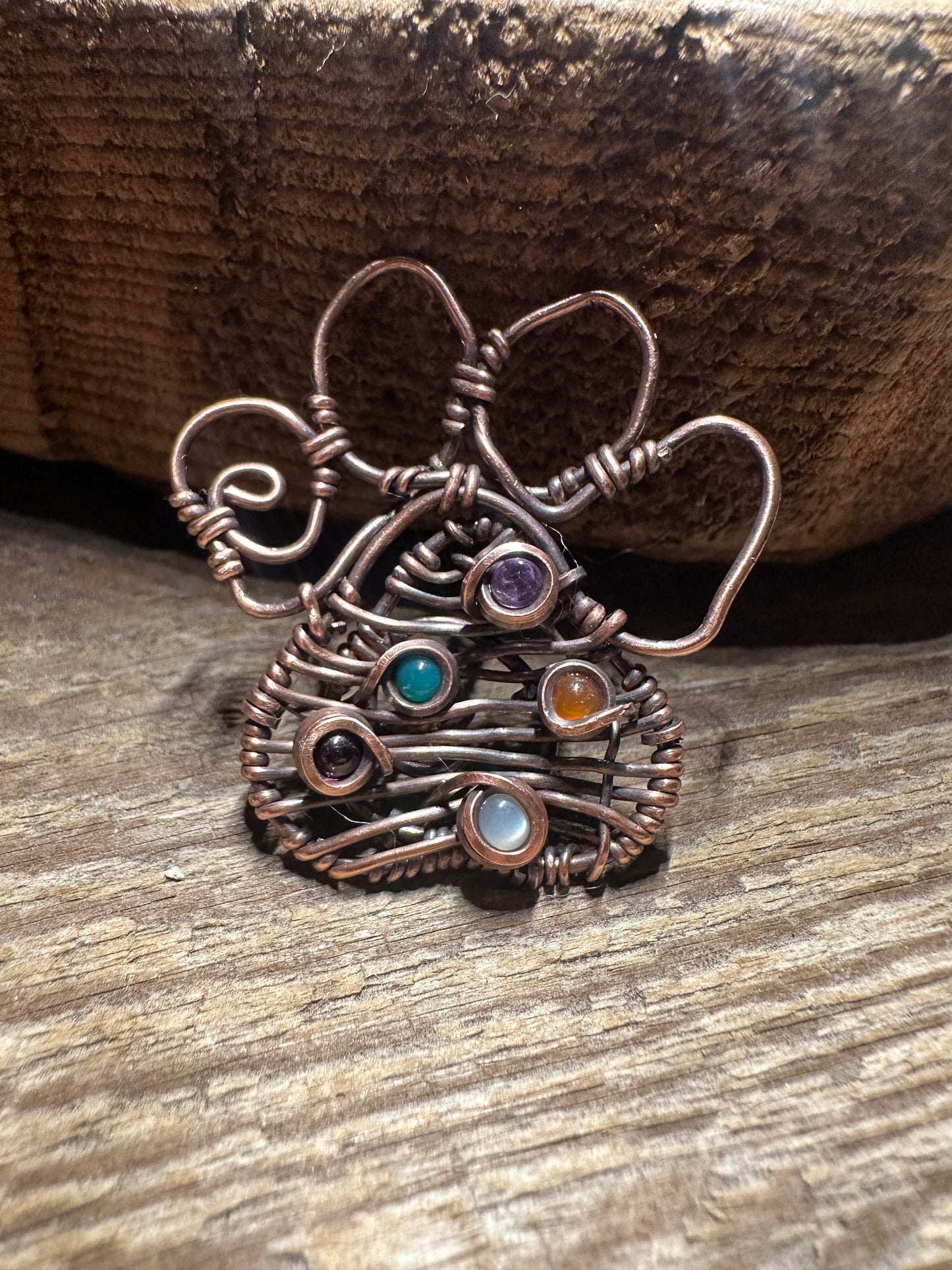 Paw print copper pendant