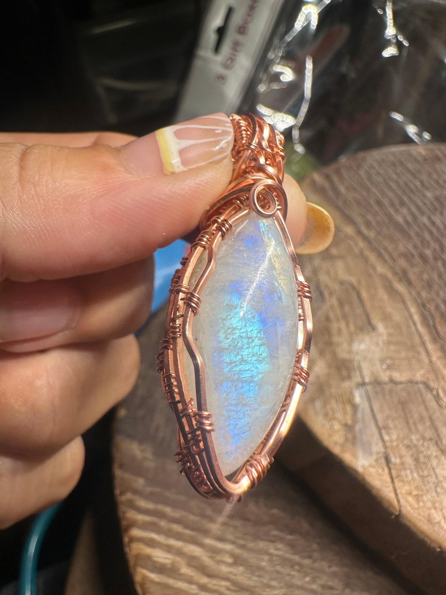 Moonstone copper pendant