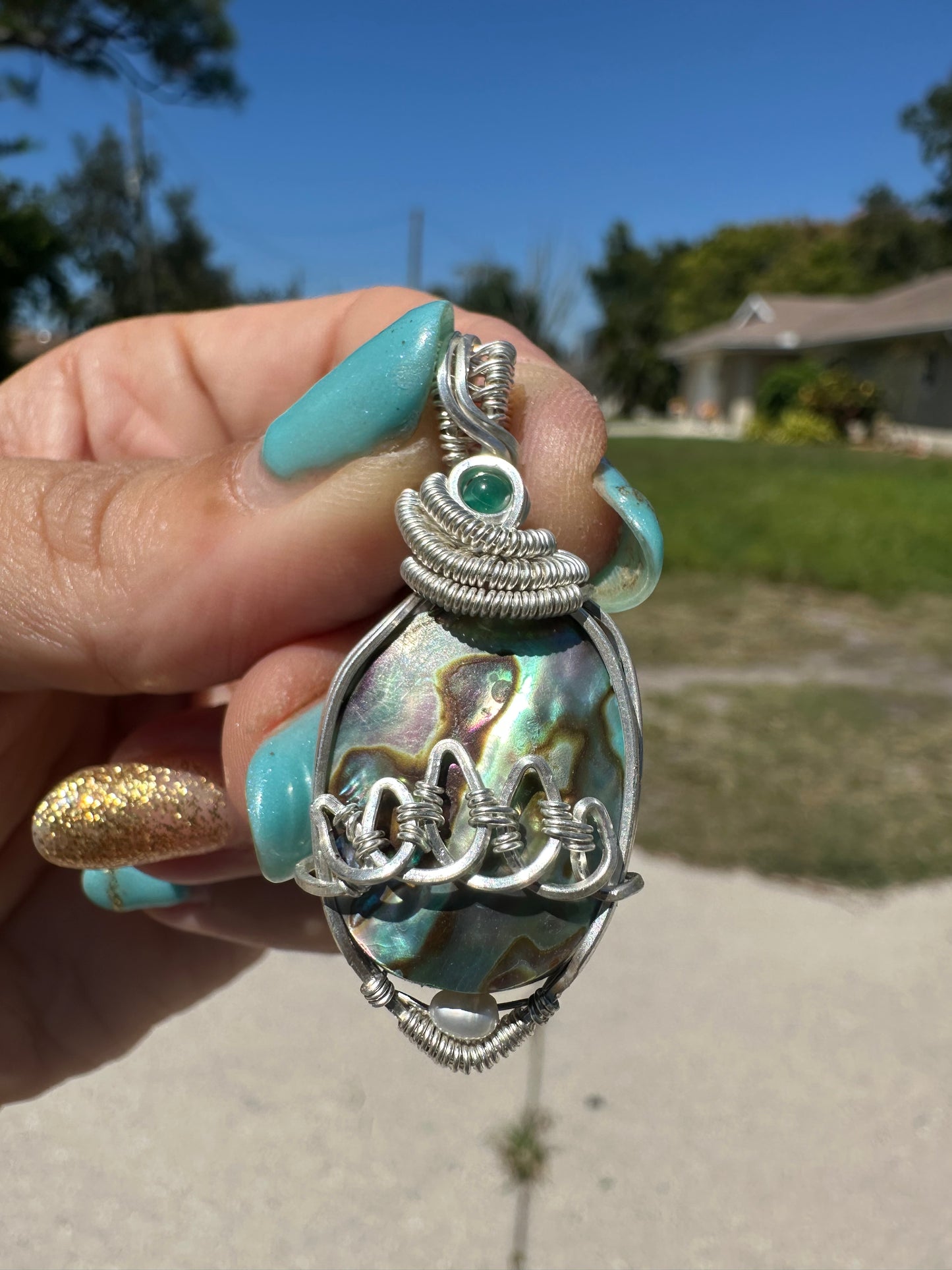 Abalone shell Sterling pendant