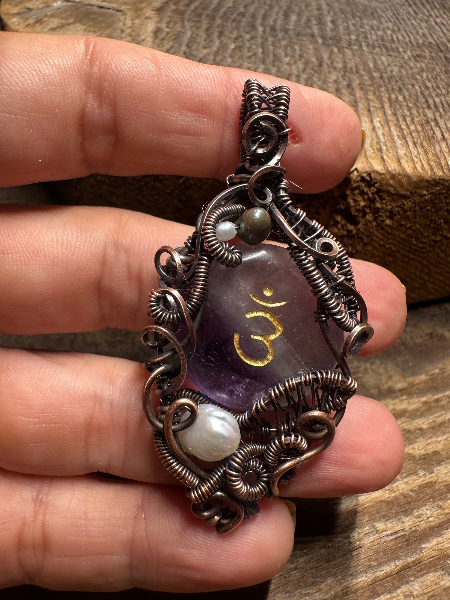Amethyst copper pendant