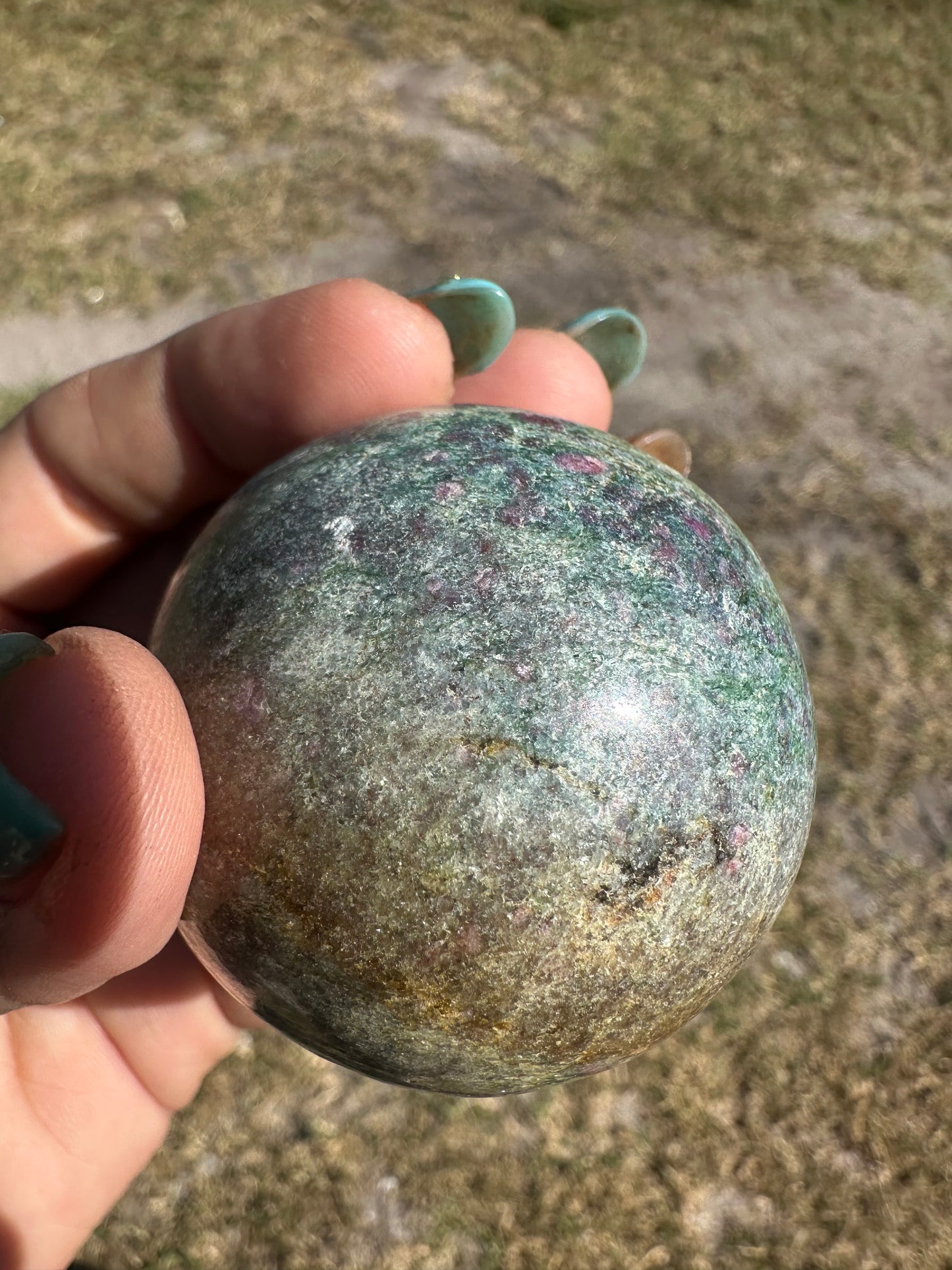 Ruby fuchsite sphere