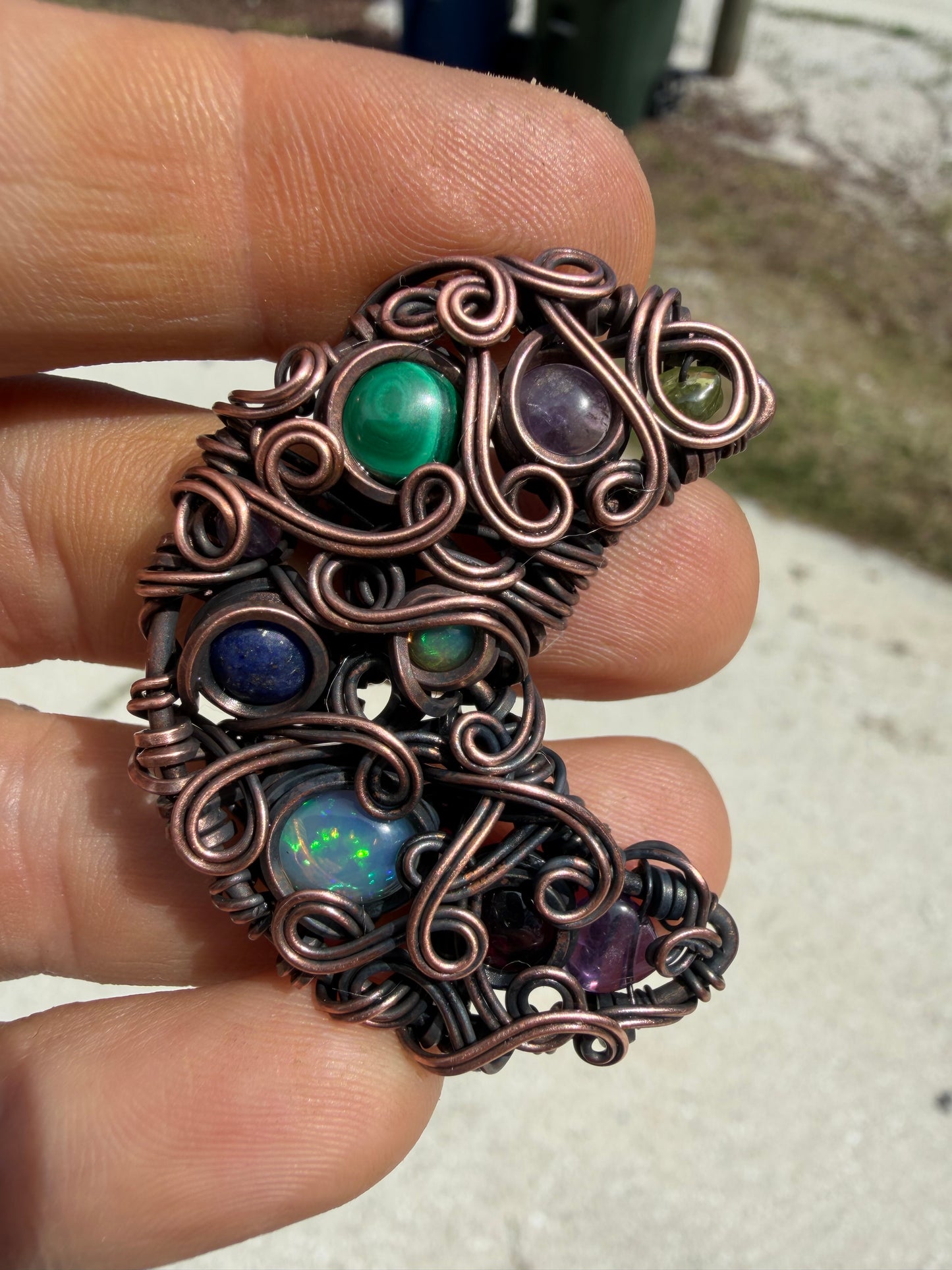 Chaos moon copper pendant