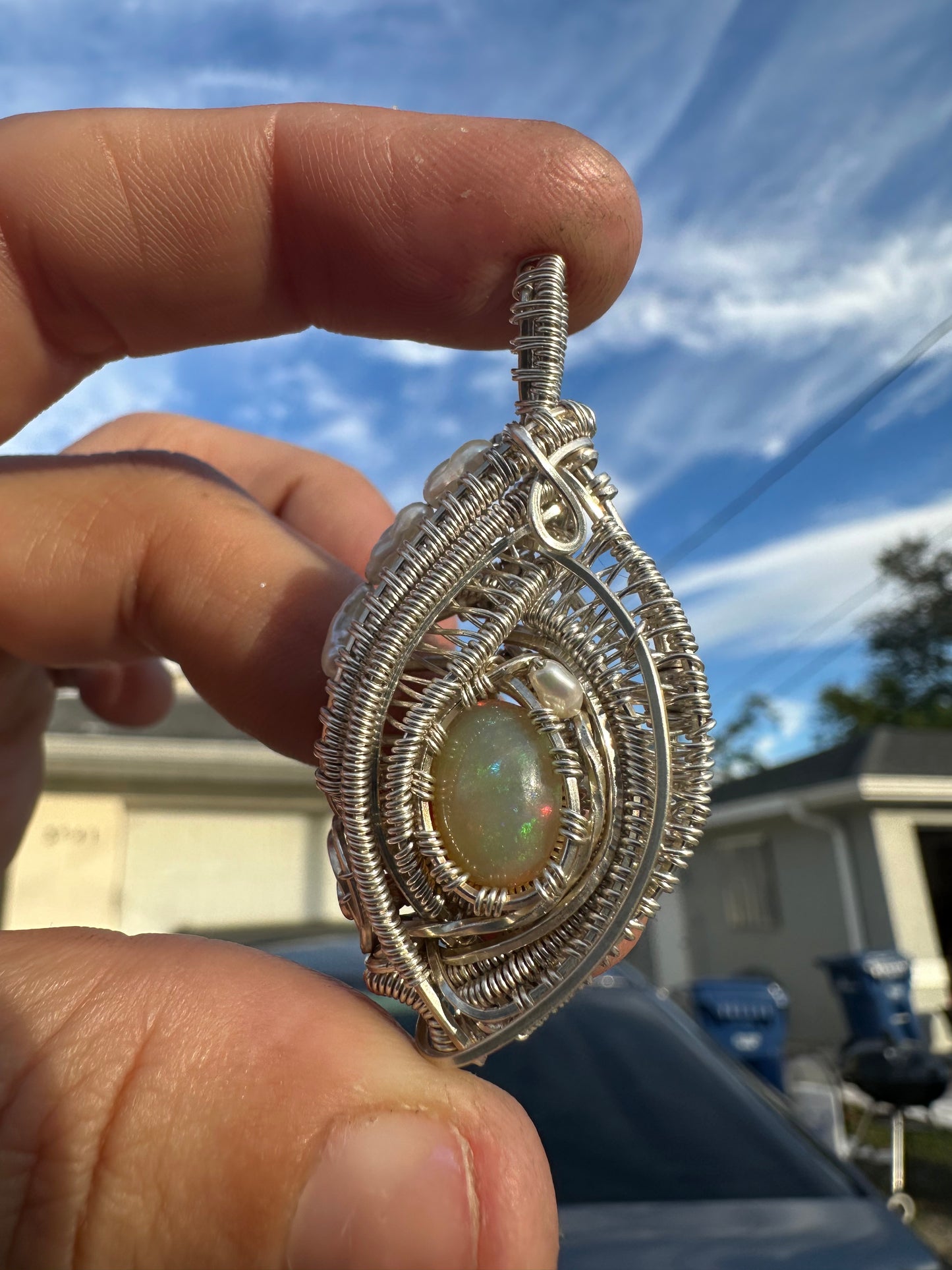 Welo opal sterling pendant