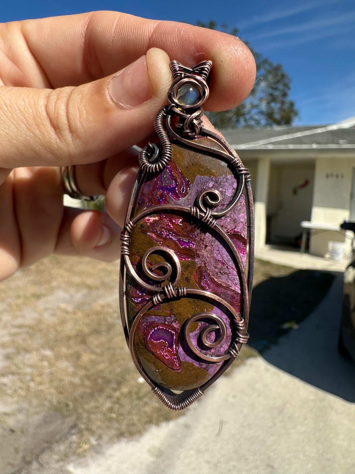 Purpurite copper pendant