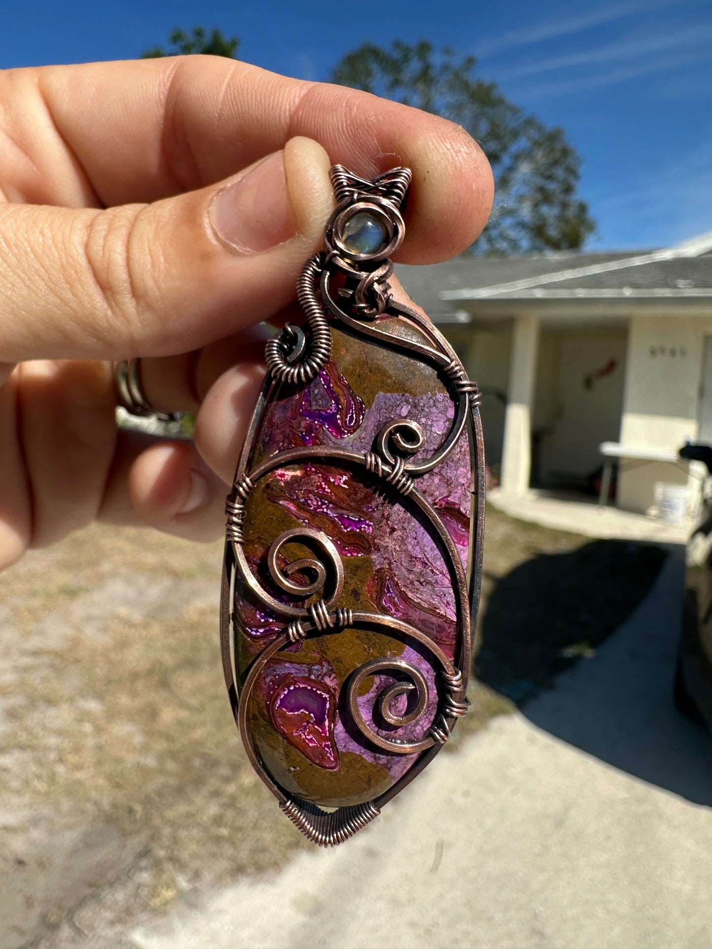 Purpurite copper pendant