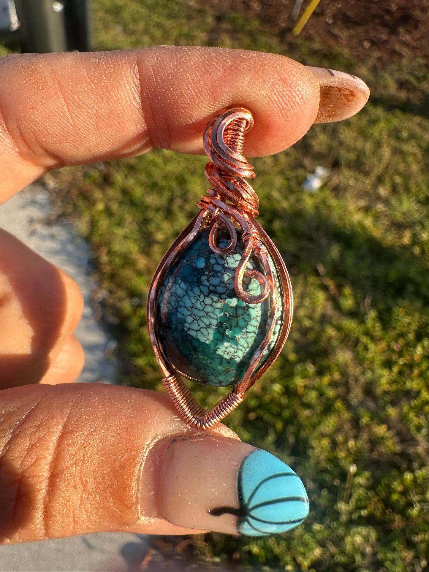 Turquoise copper pendant