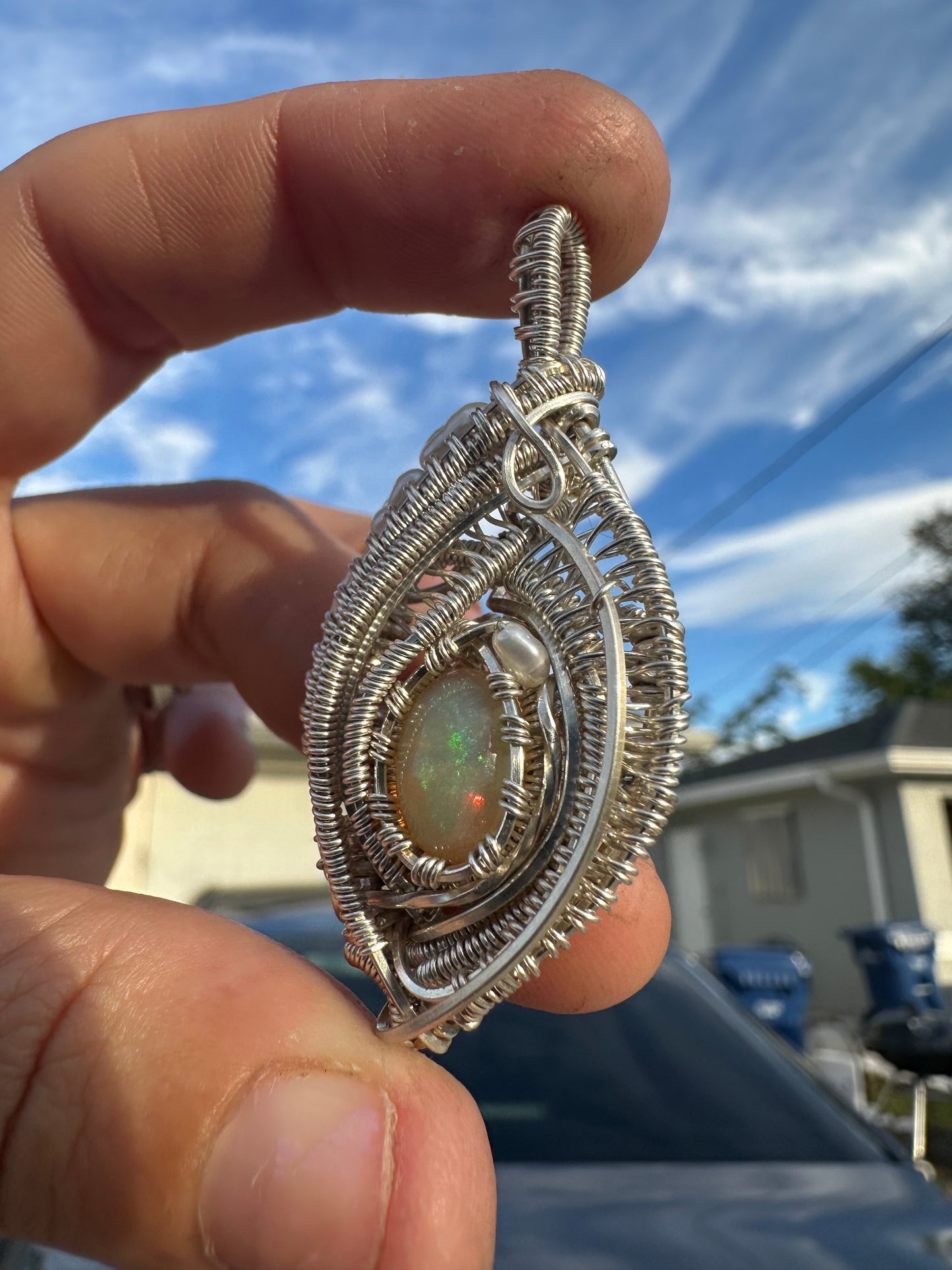Welo opal sterling pendant