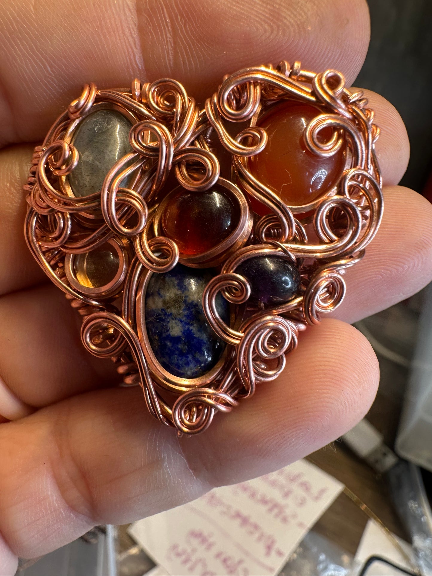 Chaos heart copper pendant