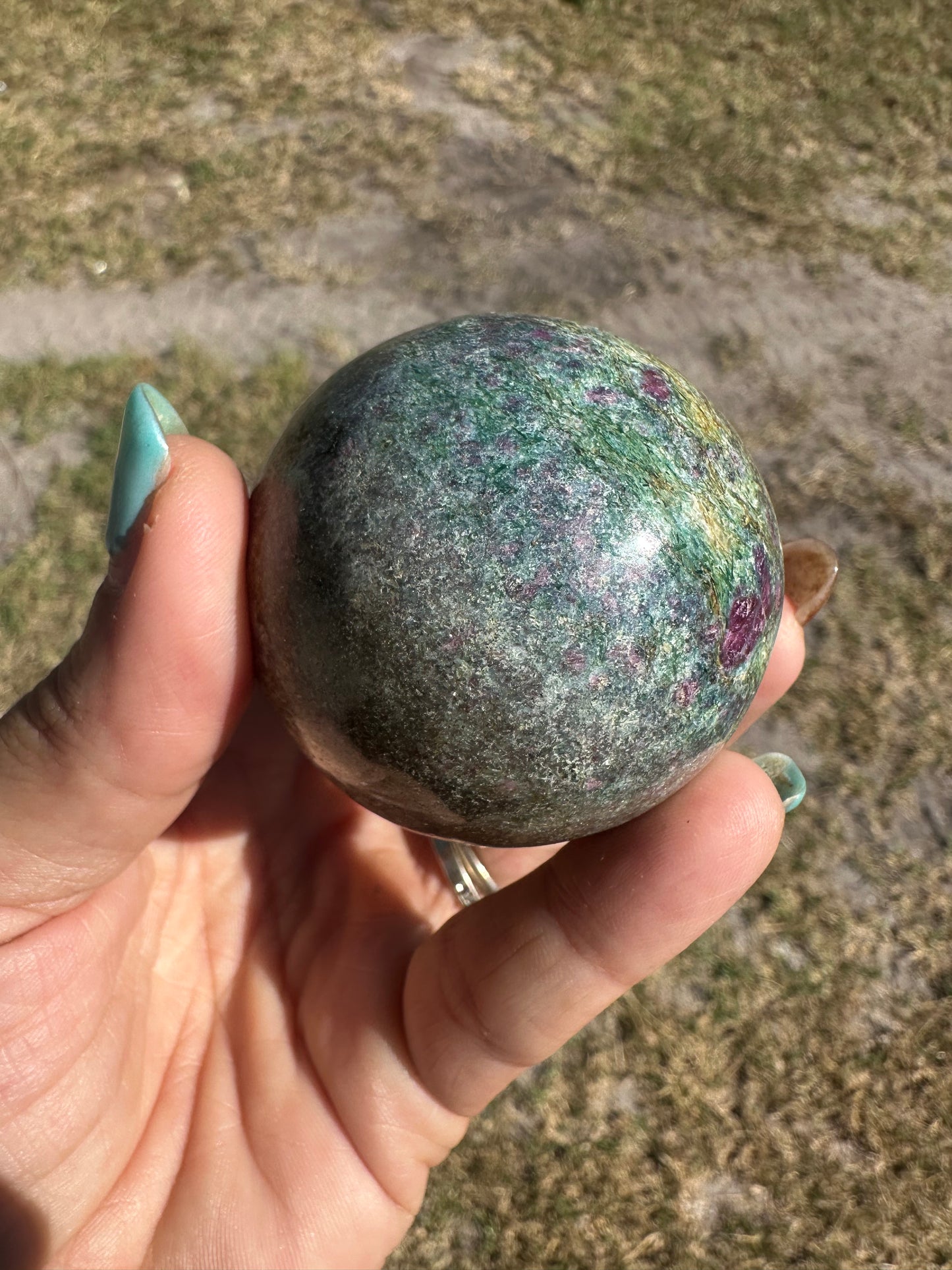 Ruby fuchsite sphere