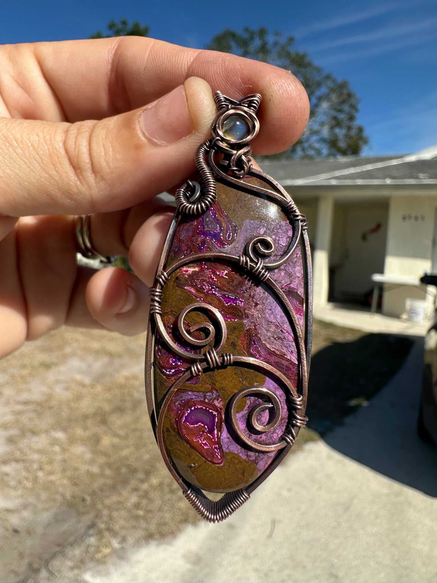 Purpurite copper pendant