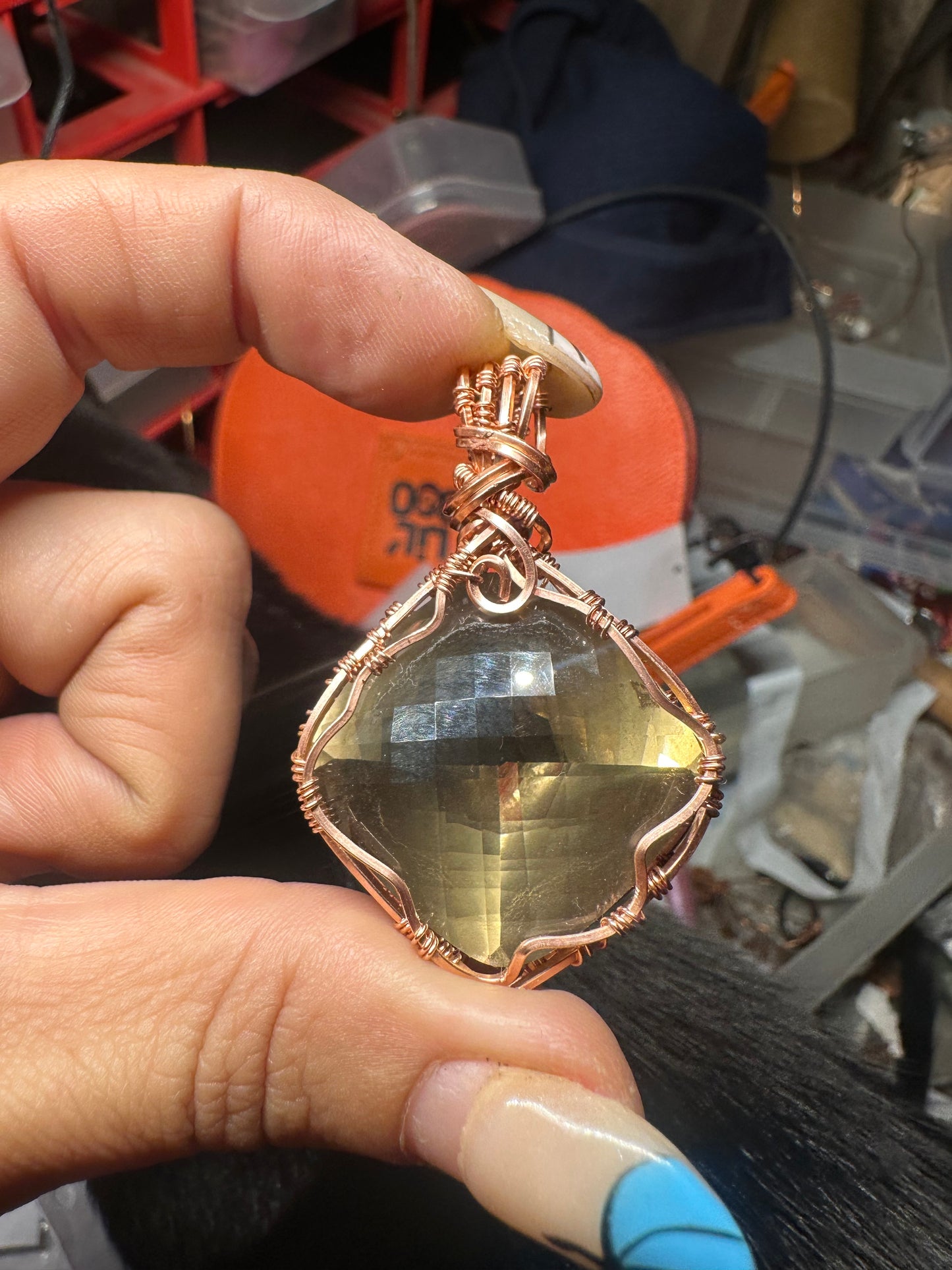 Smokey Quartz copper pendant