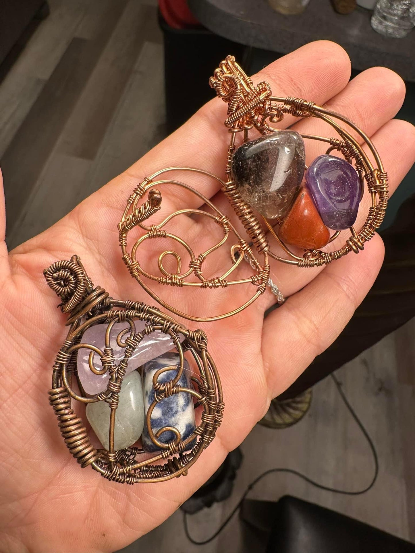 Custom copper round crystal locket (made per order)