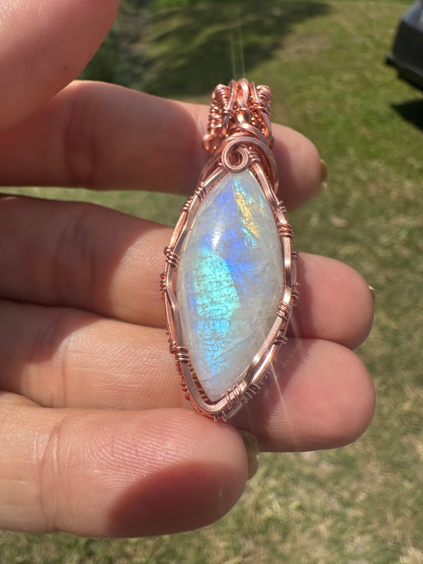 Moonstone copper pendant