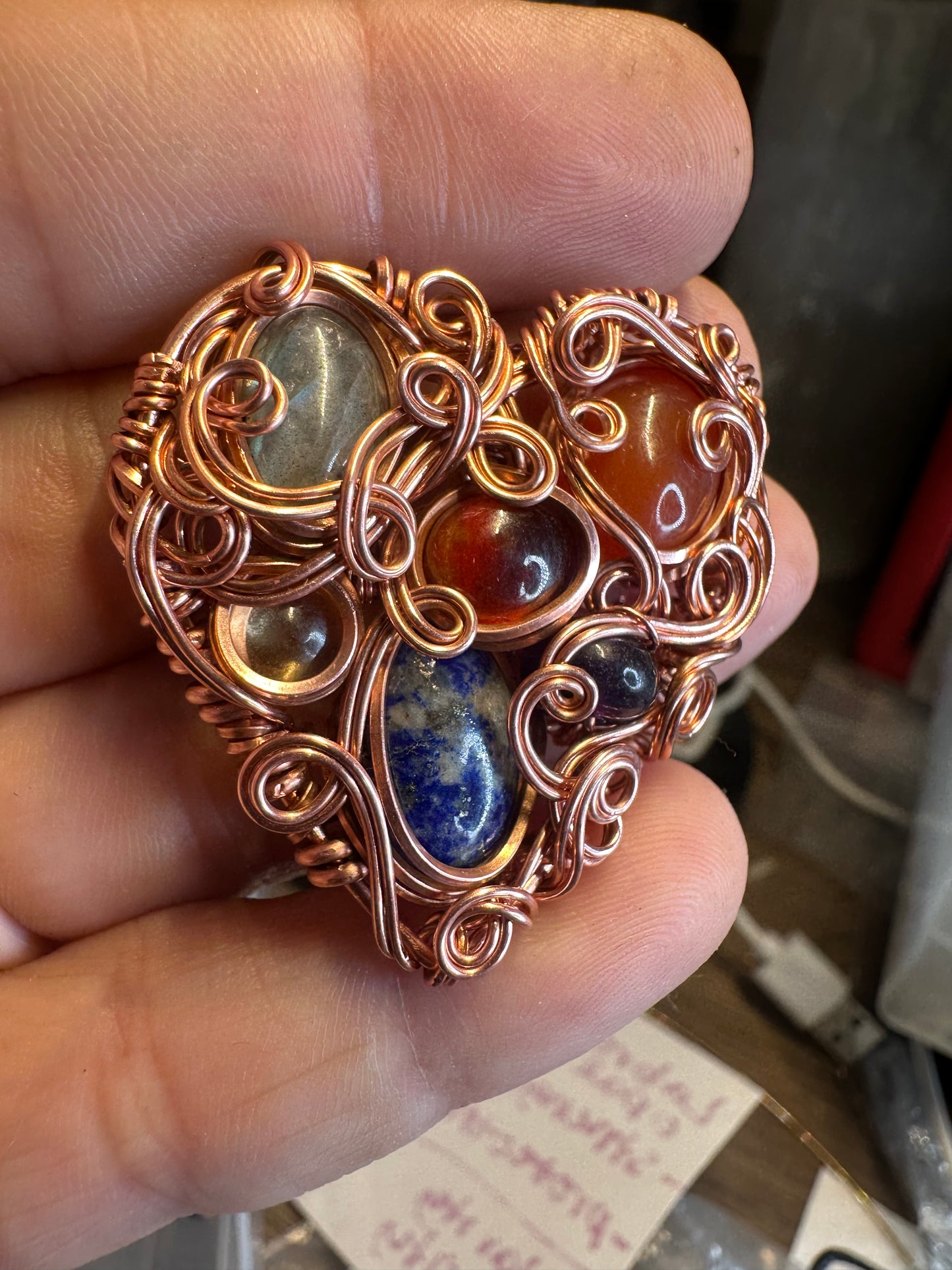 Chaos heart copper pendant