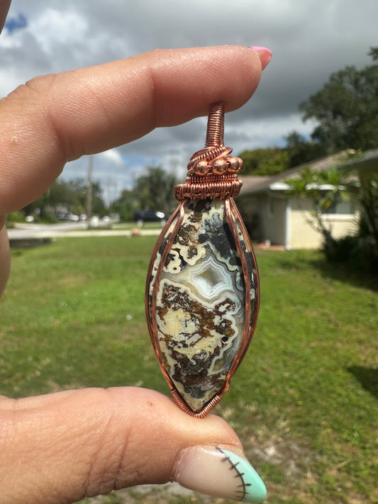 Drusy Agate copper pendant