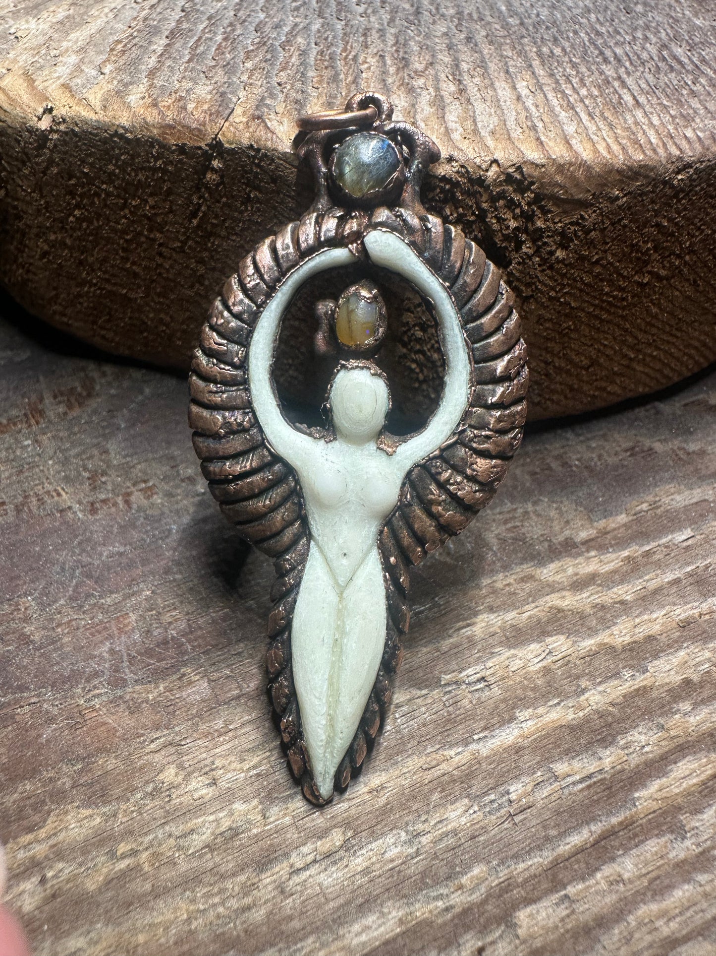 Goddess copper pendant