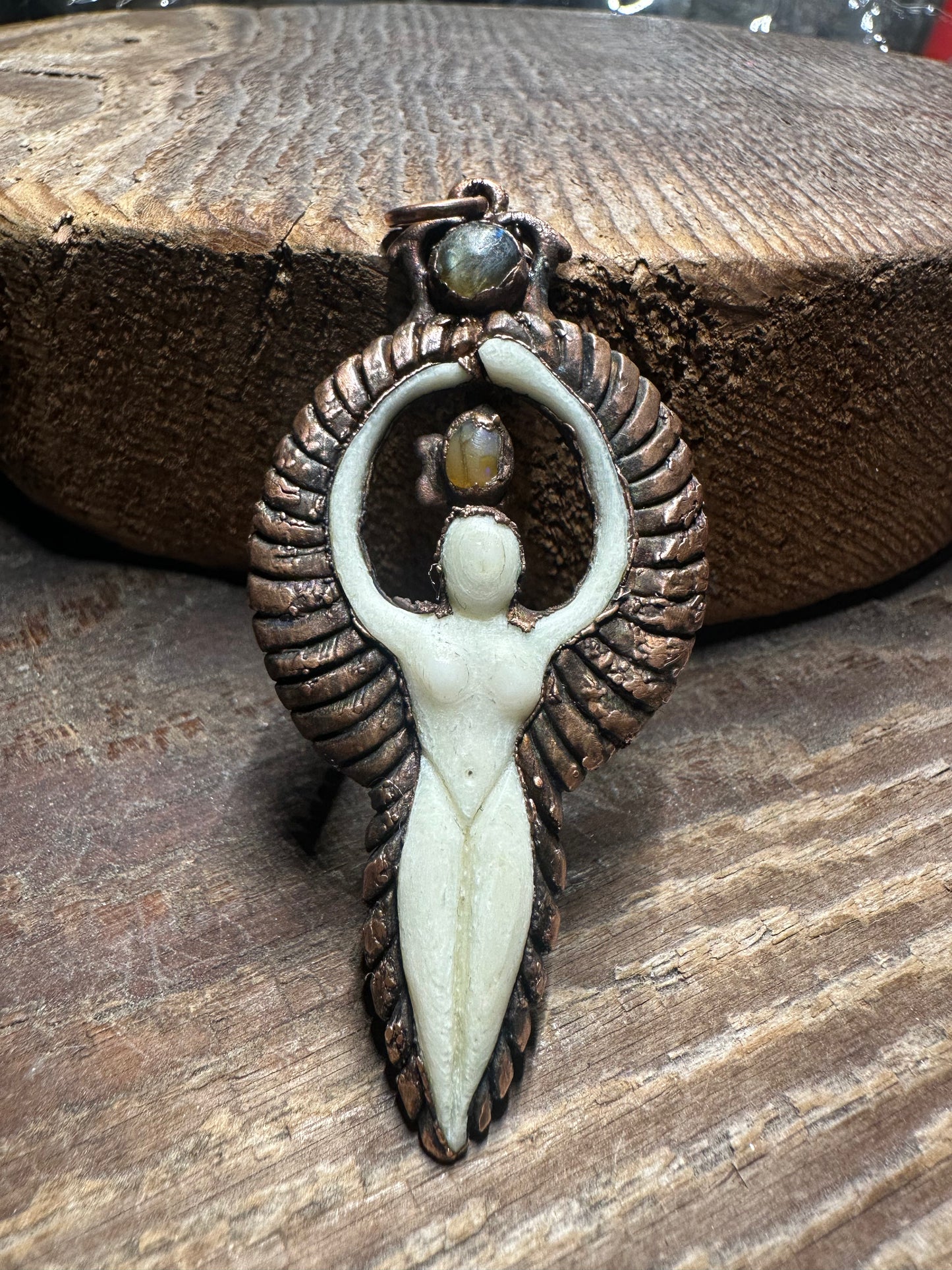 Goddess copper pendant