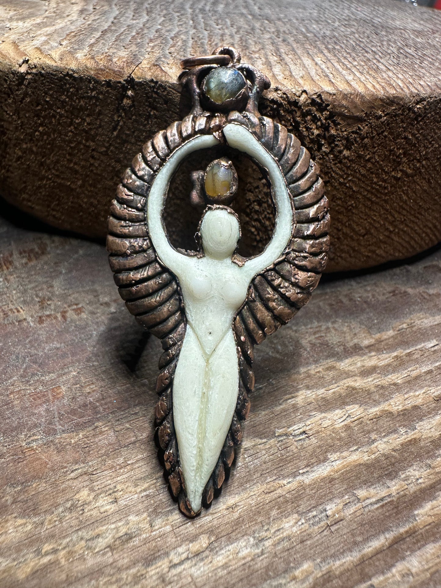 Goddess copper pendant