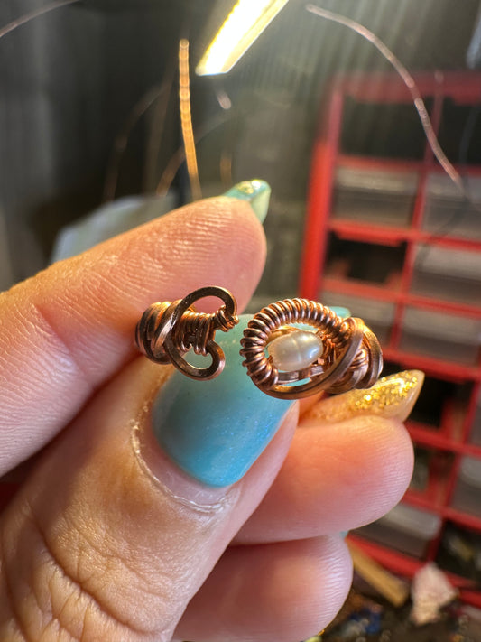 Abalone shell raw copper ring