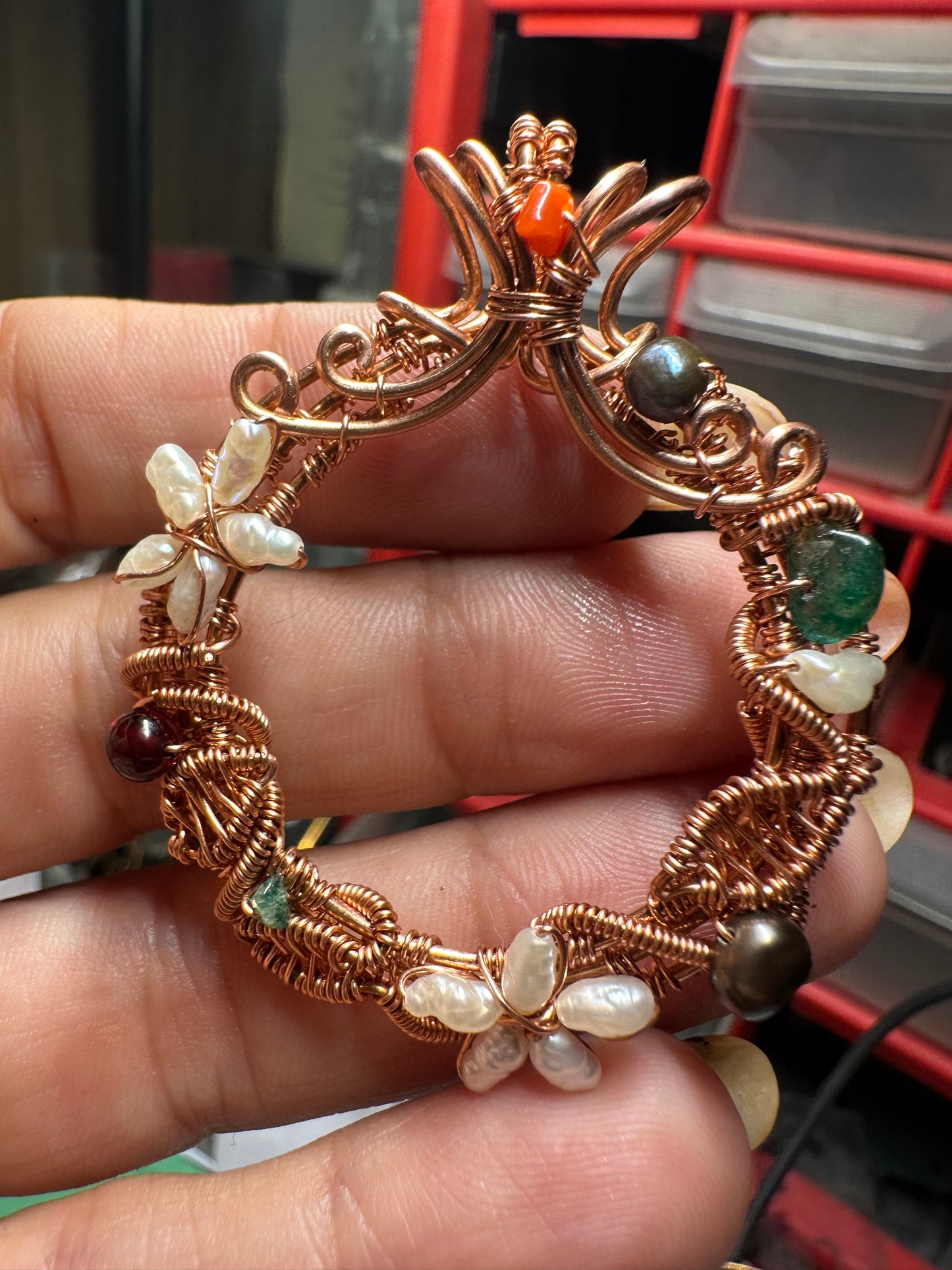 Christmas wreath copper pendant