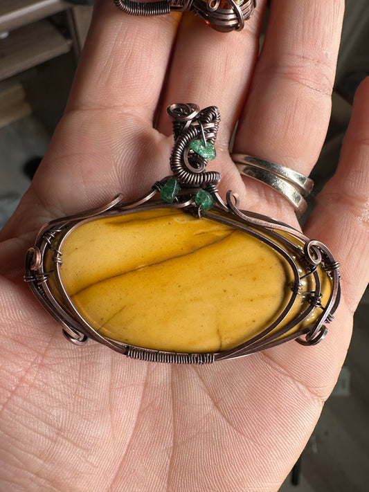 Fall mookaite pumpkin pendant