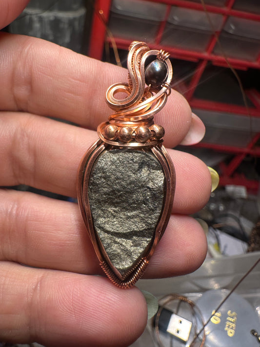 Pyrite copper pendant