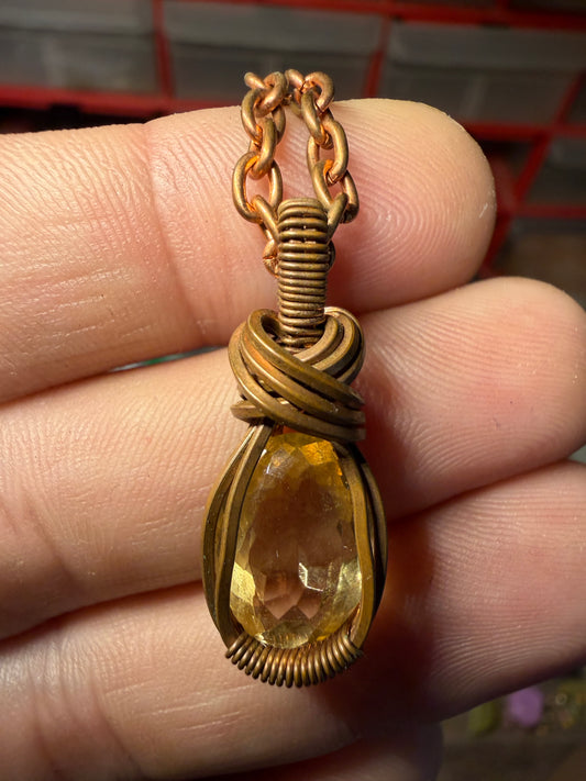 Yellow topaz copper pendant