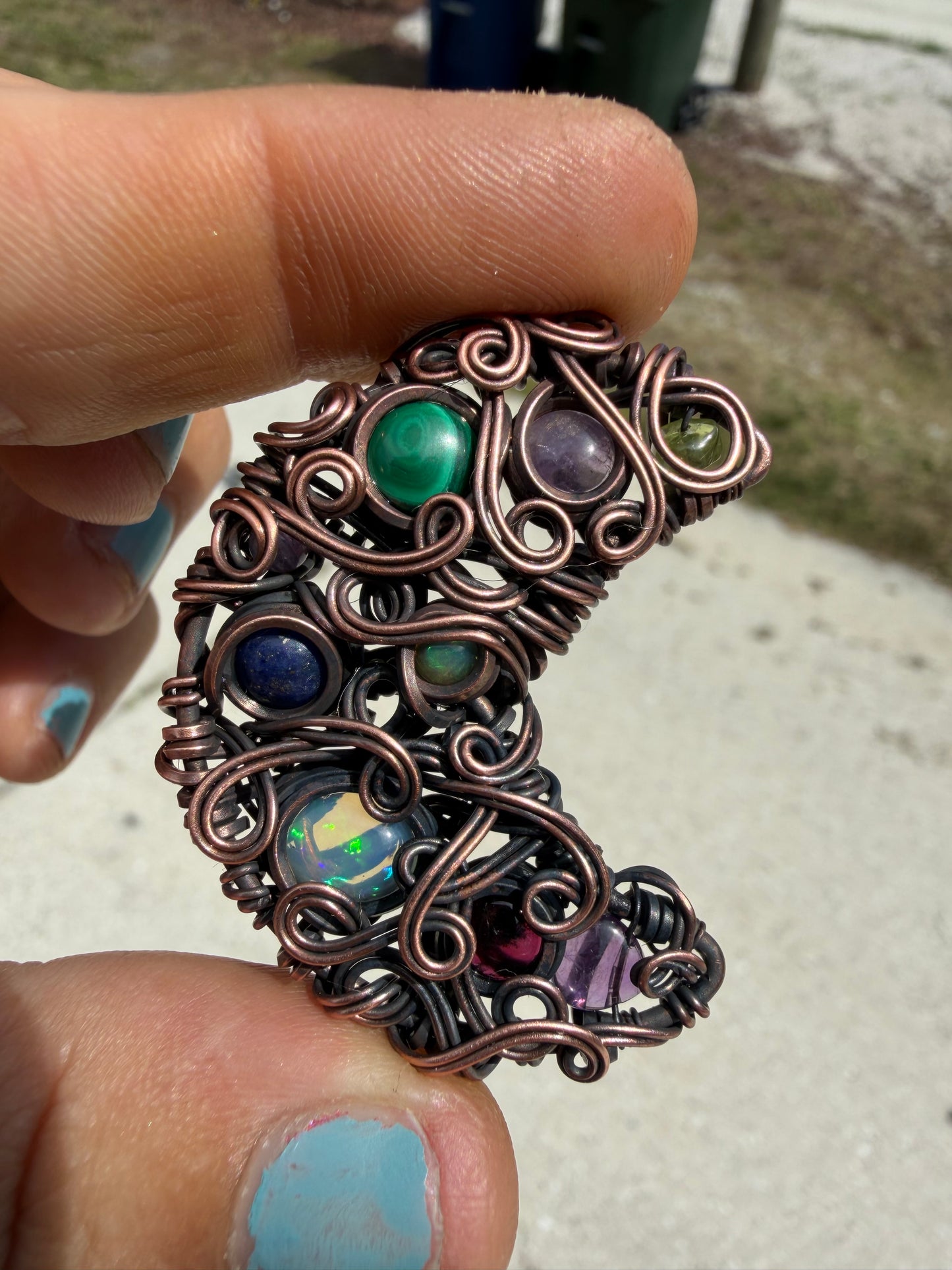 Chaos moon copper pendant