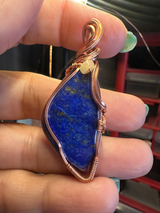 Lapis lazuli raw copper pendant
