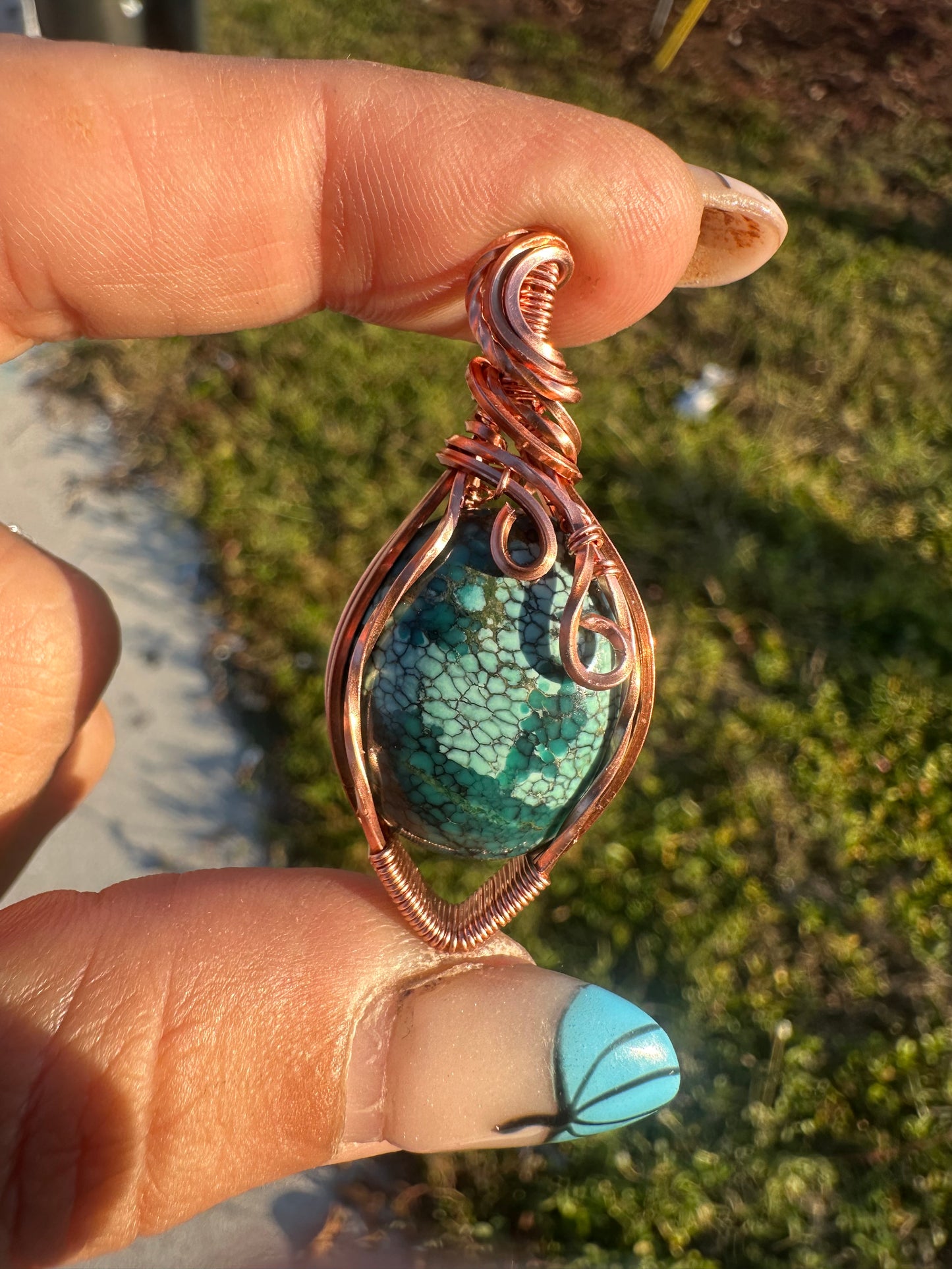 Turquoise copper pendant