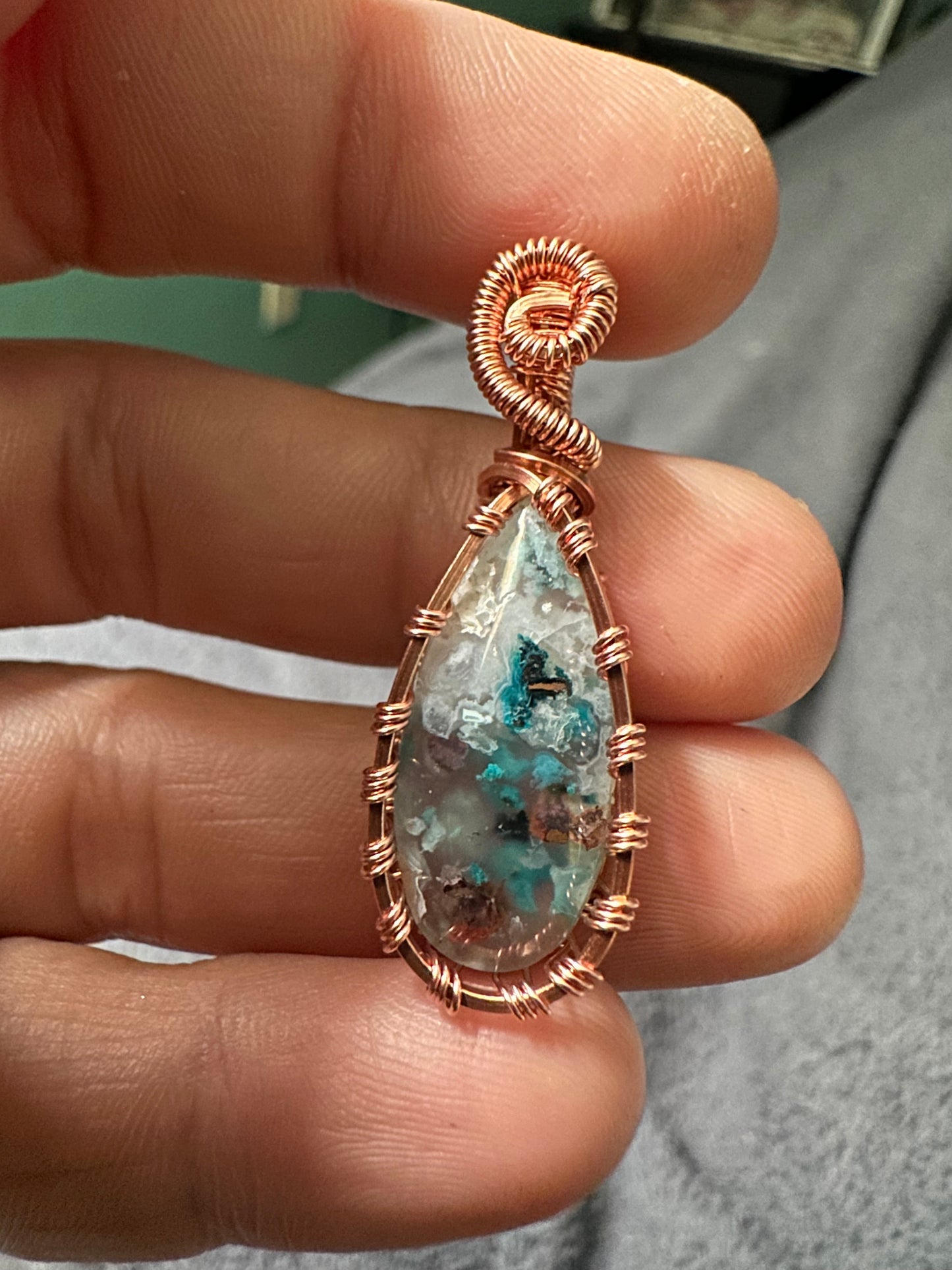 Chrysocolla copper pendant