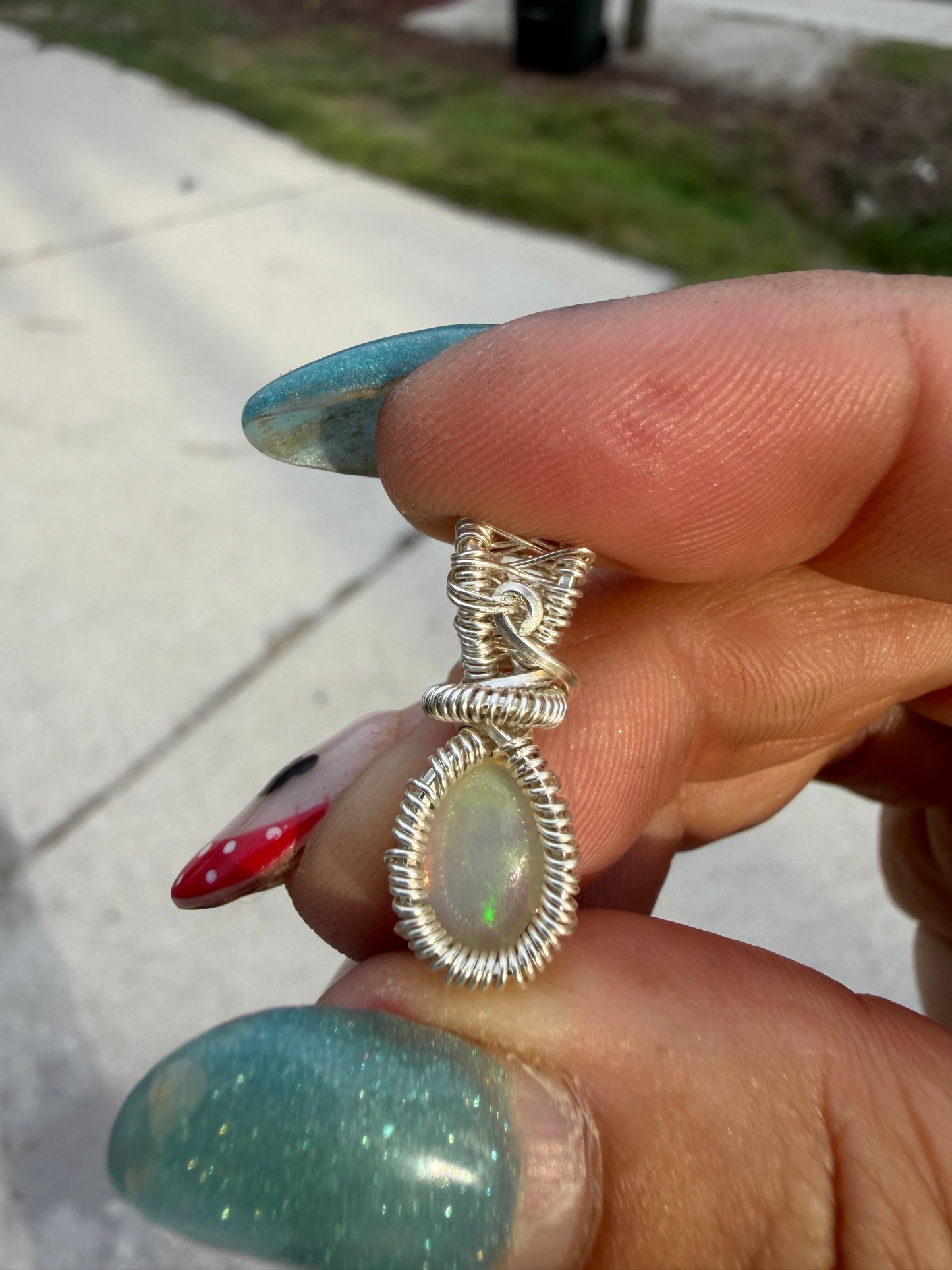 Mini opal sterling pendant