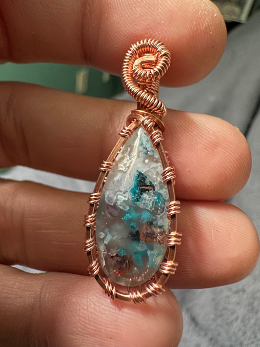 Chrysocolla copper pendant