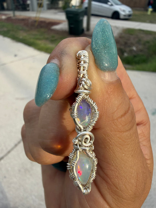 Double opal sterling pendant