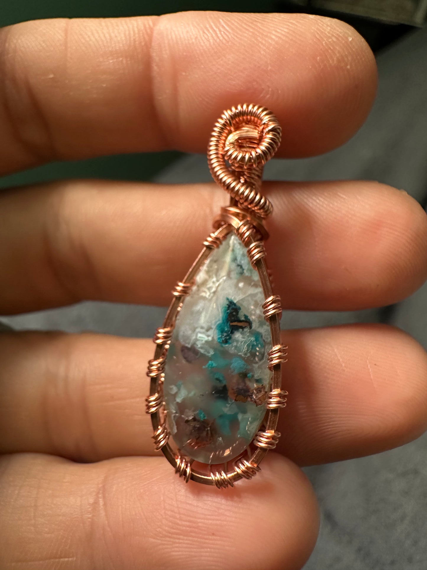 Chrysocolla copper pendant