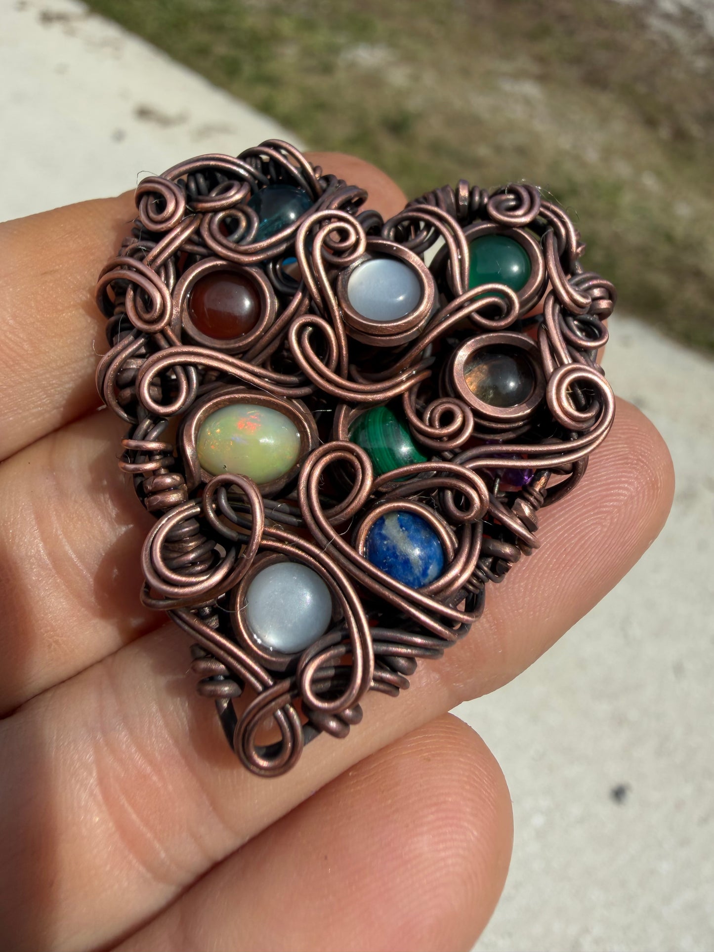 Chaos heart copper pendant