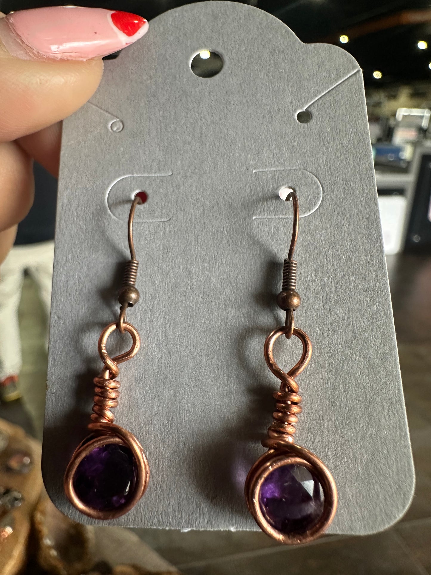 Amethyst copper earrings