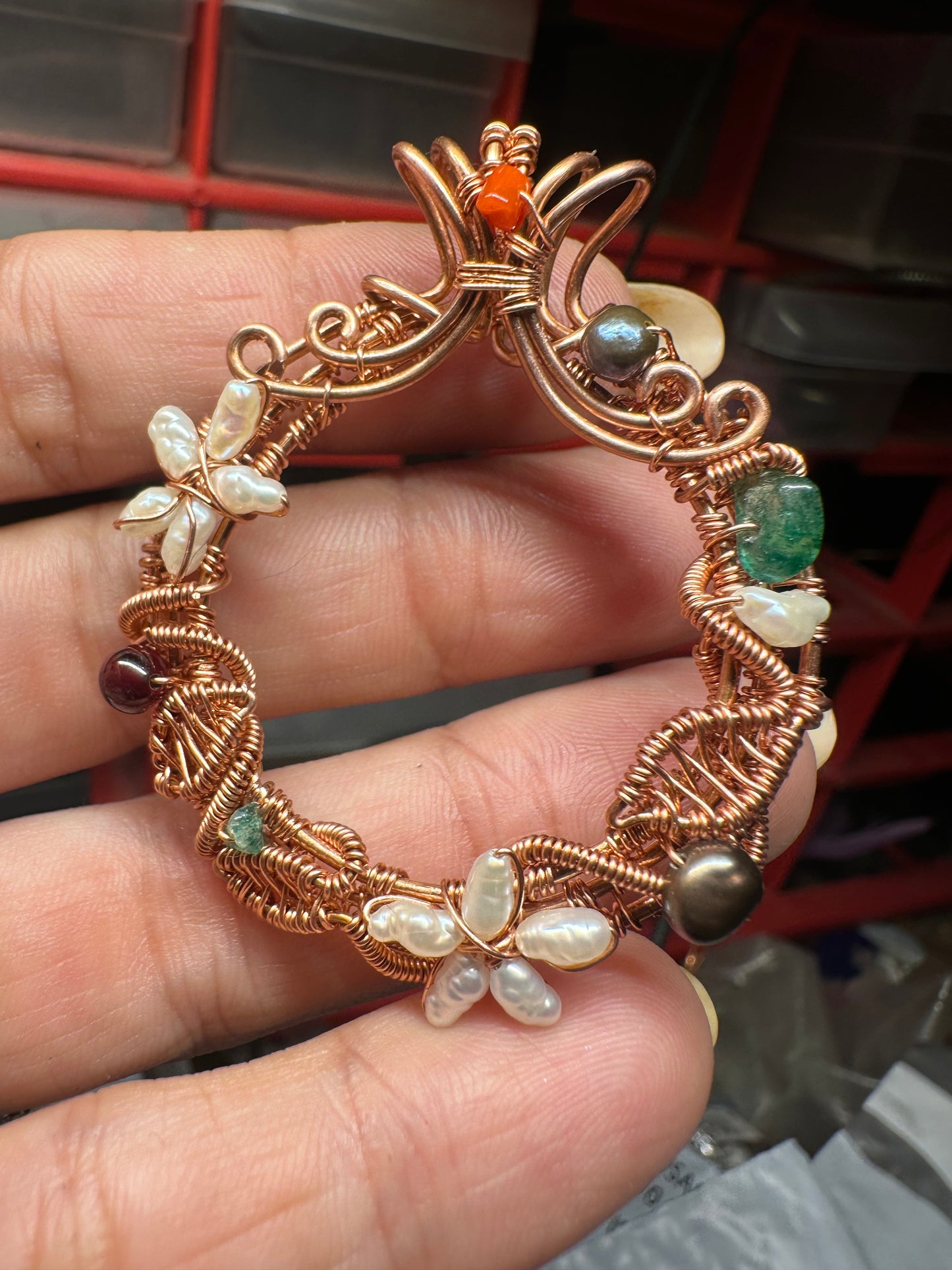 Christmas wreath copper pendant