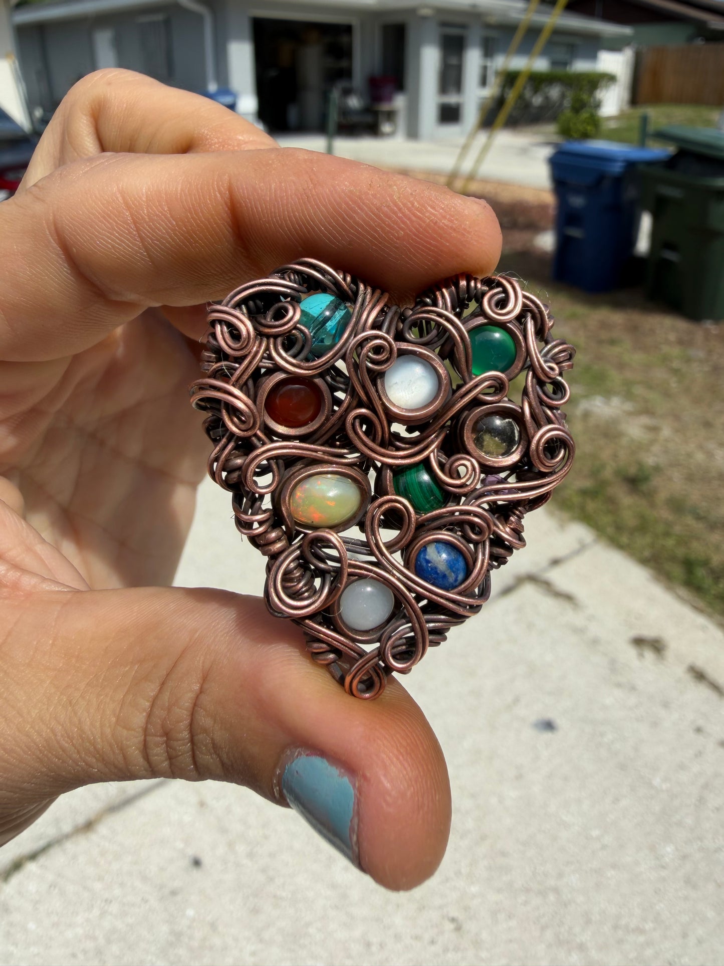 Chaos heart copper pendant